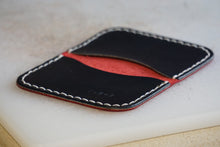 Load image into Gallery viewer, Black &amp; Red Leather Bifold Wallet