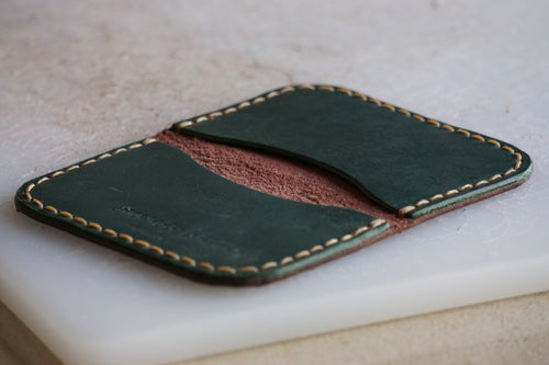 Green & Burgundy Leather Bifold Wallet