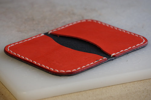 Red & Navy Leather Bifold Wallet