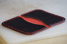 Load image into Gallery viewer, Navy &amp; Red Leather Bifold Wallet