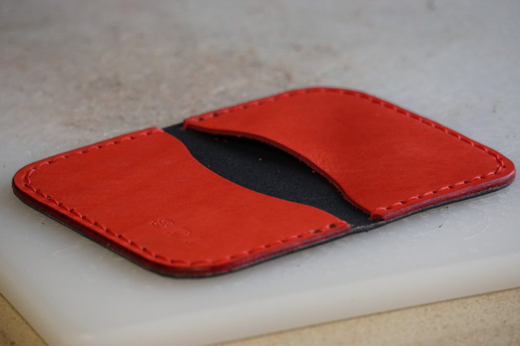 Navy & Red Leather Bifold Wallet