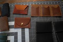 Load image into Gallery viewer, Two card sleeves with tucked flap closure.  Full grain chrome or vegetable tanned leather.  4.5&quot; by 3.5&quot; closed.  If interested in two tone option, please specify in order notes. Snowday Leather | Missoula, MT