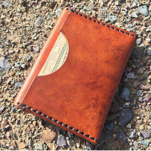 Load image into Gallery viewer, Two card sleeves with tucked flap closure.  Full grain chrome or vegetable tanned leather.  4.5&quot; by 3.5&quot; closed.  If interested in two tone option, please specify in order notes. Snowday Leather | Missoula, MT