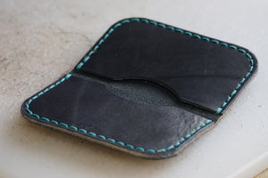 Navy Blue Leather Bifold Wallet