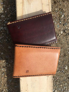 Similar to Bifold Twin but flipped a bit.  Sleeves are in a vertical orientation. You like?  Same bomber stitching and full grain leather. Waxed finish. Veg tan. 3.5" by 4.5". Snowday Leather | Missoula, MT
